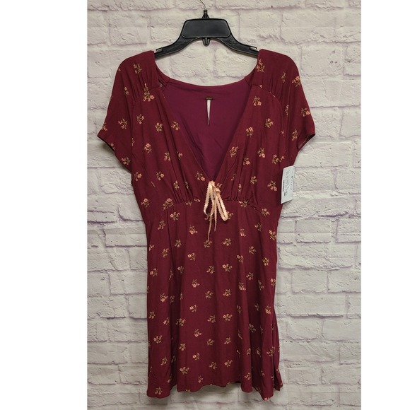 Free People Women's Everyone's Favorite Mini Dress in Floral Red LG MSRP $168 - Picture 8 of 12